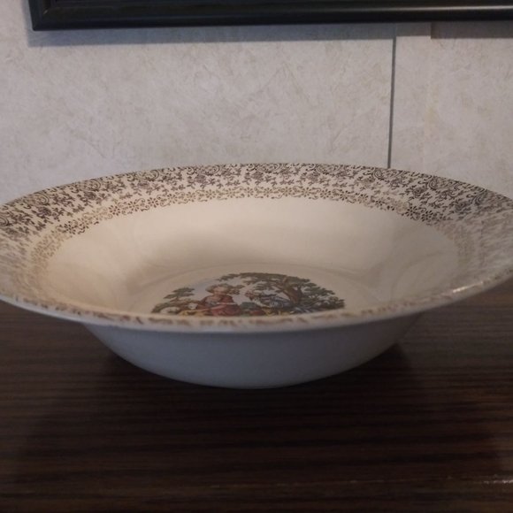 Cronin China Co. Dancing Colonial Couple 9 3/8" Ro - Picture 2 of 4